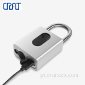 Padlock de impressão digital de segurança IP65 com carregamento USB